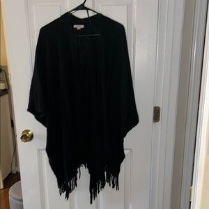 Black Fringe Open Cardigan